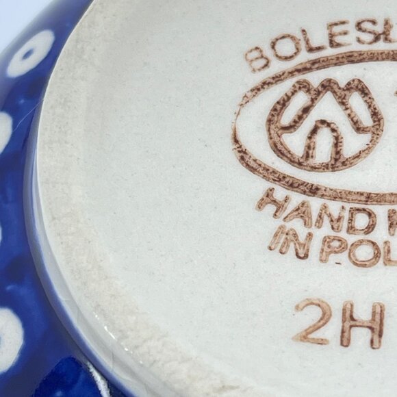 vintage boleslawiec polish pottery bowl "peacock eye with leaves" pattern - Picture 6 of 6